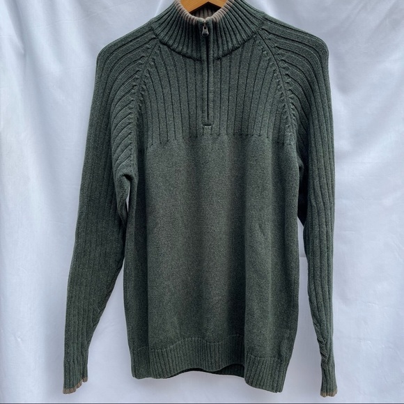 Columbia Olive Green Knit Quarter (1/4) Zip Pullover Sweater Size M - Picture 1 of 7